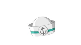 animated video of the sailor hat icon.4k video quality
