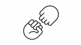 2D black simple thin line animation of fist bump icon, HD video with transparent background, seamless loop 4K video representing hand gesture. - Powered by Shutterstock - Get 15% off with code: PIKWIZARD15
