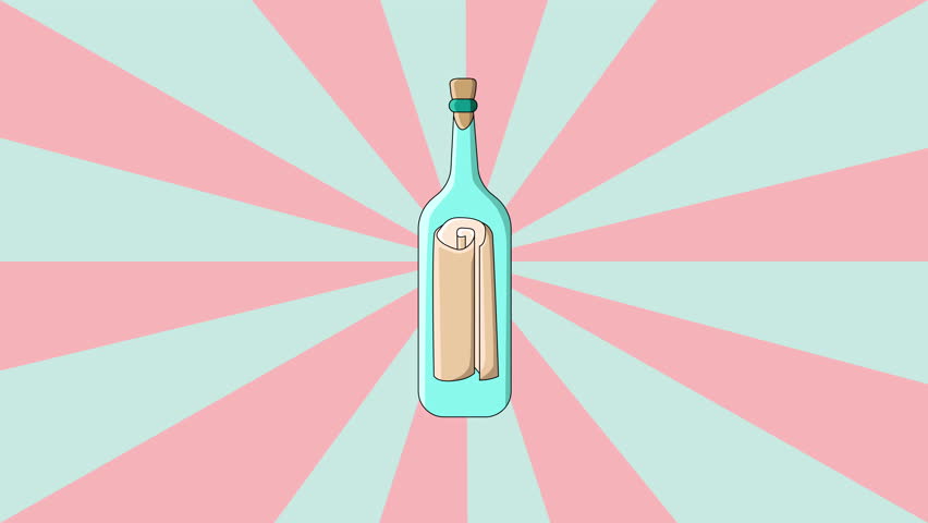 Animation of a message icon in a bottle with a rotating background