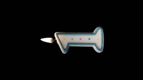 Number 1 birthday candle, one shape colored candle for cake burning on black background, alpha channel vertical video - Powered by Shutterstock - Get 15% off with code: PIKWIZARD15