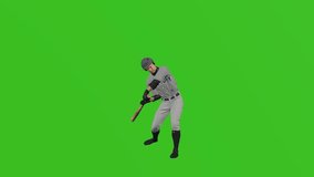 Baseball player swinging the bat on a green screen background, Front View Chroma Key. - Powered by Shutterstock - Get 15% off with code: PIKWIZARD15