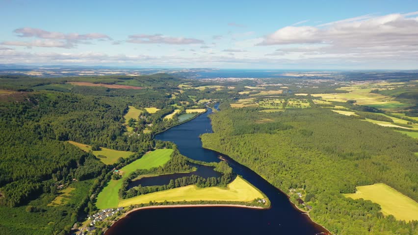 Aerial Over Loch Ness, Looking Towards Inverness, Scotland