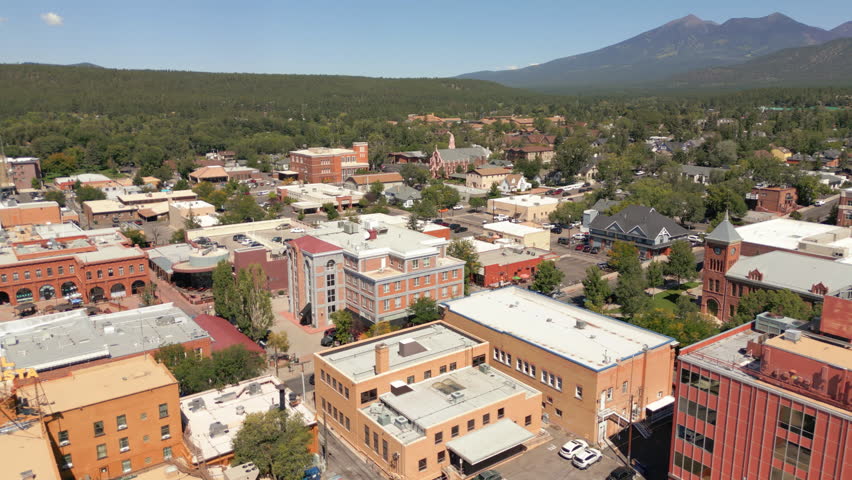 Aerial view of downtown Flagstaff, AZ
