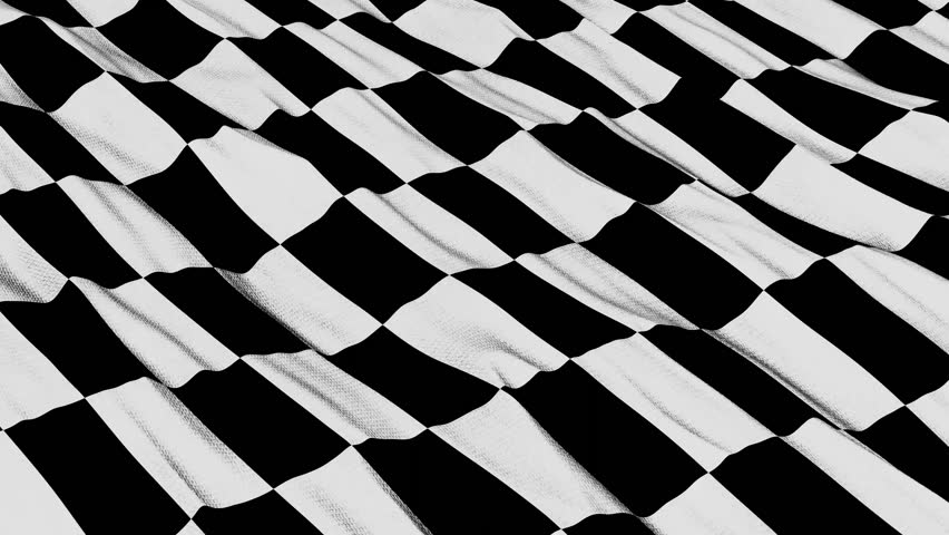 Checkered Race Flag Check Flag wavy silk fabric fluttering Racing Flags,seamless looped waving background. Silk cloth fluttering in wind.3D digital animation plaid Formula One car. 3D Illustration
