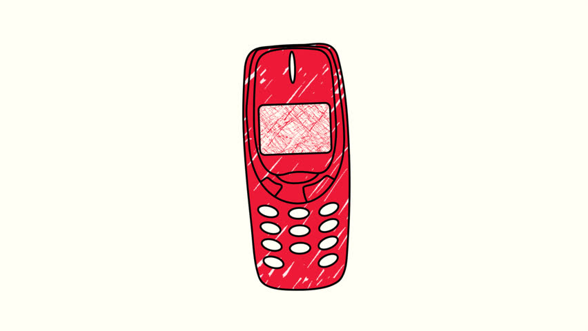 Old fashion phone.Video hand drawn animation design element. Alpha channel transparency