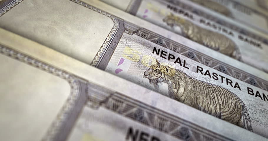 Nepal money Nepali rupees banknote loop. 500 NPR money texture. Concept of economy, business, crisis, banking, recession, debt and finance. Moving over note loopable seamless 3d. Royalty-Free Stock Footage #3400054385
