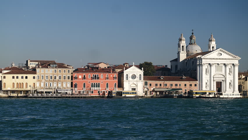 Venice, Italy - views of the buildings overlooking the canals of the lagoon city