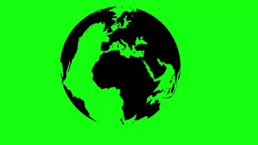World Map Globe Rotation with Green Background, Full HD 4K basic animation
