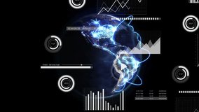 Animation of data processing and statistics over globe. Global business, connections, computing and data processing concept digitally generated video. - Powered by Shutterstock - Get 15% off with code: PIKWIZARD15