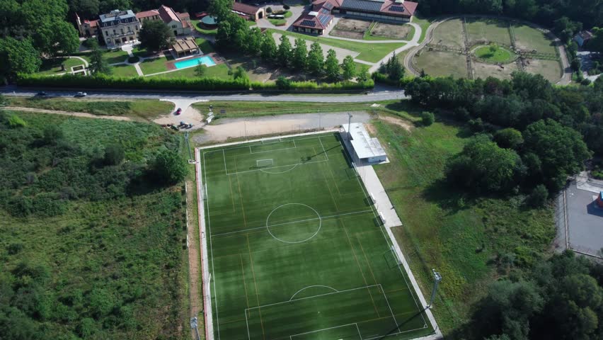 Close up of soccer field in Gualba, Barcelona province