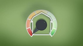 Energy efficiency rating chart moving from red to green on house illustration, ecological bio energetic home energy class certificate, rating graph 3d rendering animation - Powered by Shutterstock - Get 15% off with code: PIKWIZARD15