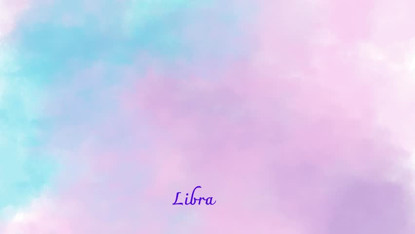 Libra zodiac sign animation on blue pink background