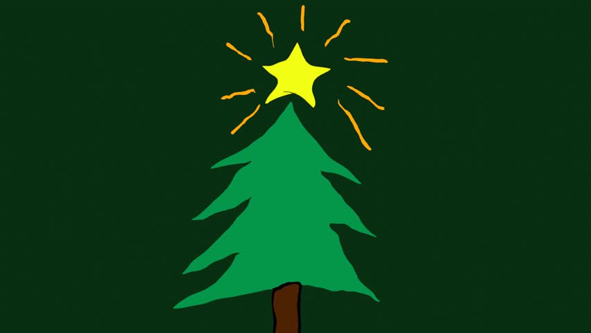 A hand drawn Christmas tree banner with Merry Christmas message 