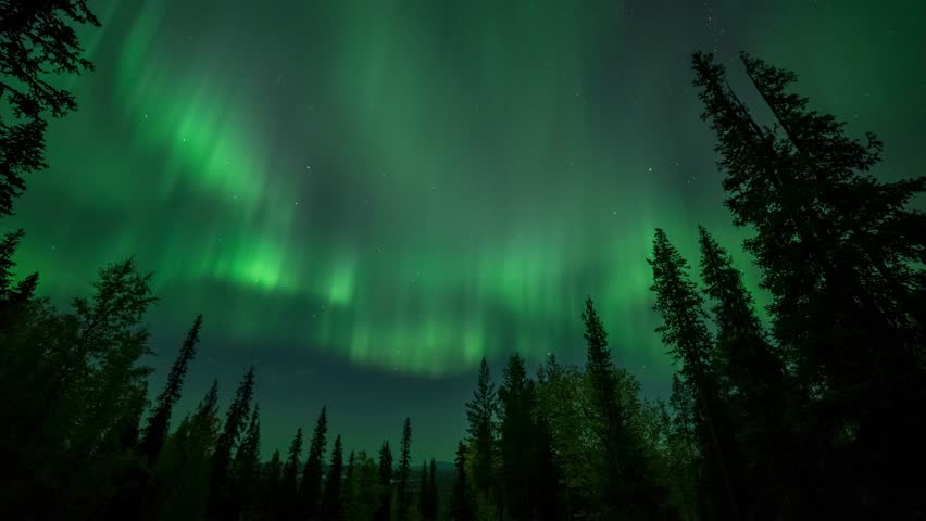 Time lapse of Aurora Borealis (Northern Lights), Muonio, Lapland, Finland, Europe