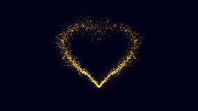 Christmas Gold heart glitters. 4K gold heart of particles and sparkles. 3D glowing dust trail. Bokeh lights. Explosion fireworks. Intro opener. Logo revealer. Animation with transparent background. - Powered by Shutterstock - Get 15% off with code: PIKWIZARD15