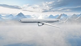 A Large Jetliner Flying Through A Cloudy Sky Over Mountains And Clouds Airport Advertising Photography Freight Forwarding