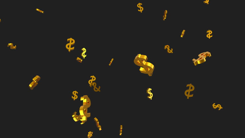 Falling US dollar coins on black background, Currency, Economy or investment