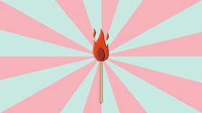 Animated matchstick icon with a rotating background