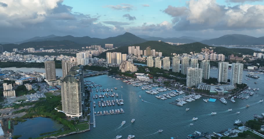 Aerial footage of landscape in Hainan island , China