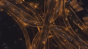 Yan'An Elevated Road Flyover at Night. Shanghai City. China. Aerial Vertical Top-Down View. Rotation. Vertical Video - Powered by Shutterstock - Get 15% off with code: PIKWIZARD15
