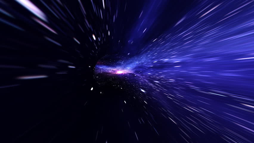 Abstract loop dark blue multicolored hyperspace warp tunnel through time and space animation. 4K 3D Loop Sci-Fi interstellar travel through wormhole in hyperspace vortex tunnel. Abstract teleportation
