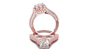 rose gold engagement rings and with diamonds and white background - Powered by Shutterstock - Get 15% off with code: PIKWIZARD15