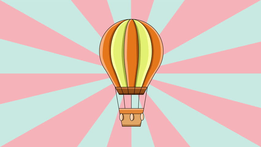 animated hot air balloon icon with a rotating background
