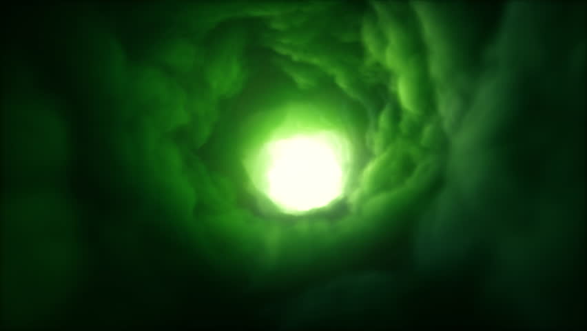 Epic turbulent green abstract mystery cloud tunnel. Concept 3D animation background VJ loop with rotating cloudscape gateway or glowing nebula portal. - Powered by Shutterstock - Get 15% off with code: PIKWIZARD15
