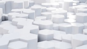 White moving hexagons pistons in the light of the spotlight. Seamless loop abstract background with rods of a thermonuclear reactor in the process of generating clean nuclear energy. 3D Illustration - Powered by Shutterstock - Get 15% off with code: PIKWIZARD15