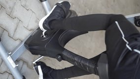 exercise bike from behind vertical video