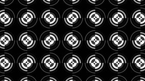 Black and white geometric pattern background looped