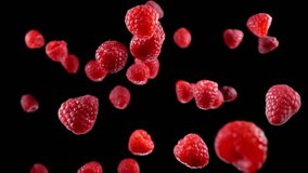 Large juicy appetizing raspberries bouncing with splashes of water on the black background in slow motion - Powered by Shutterstock - Get 15% off with code: PIKWIZARD15