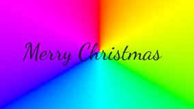 Merry Christmas shop video animation visual effect colorful rainbow color neon background with black letters of merry Christmas.
