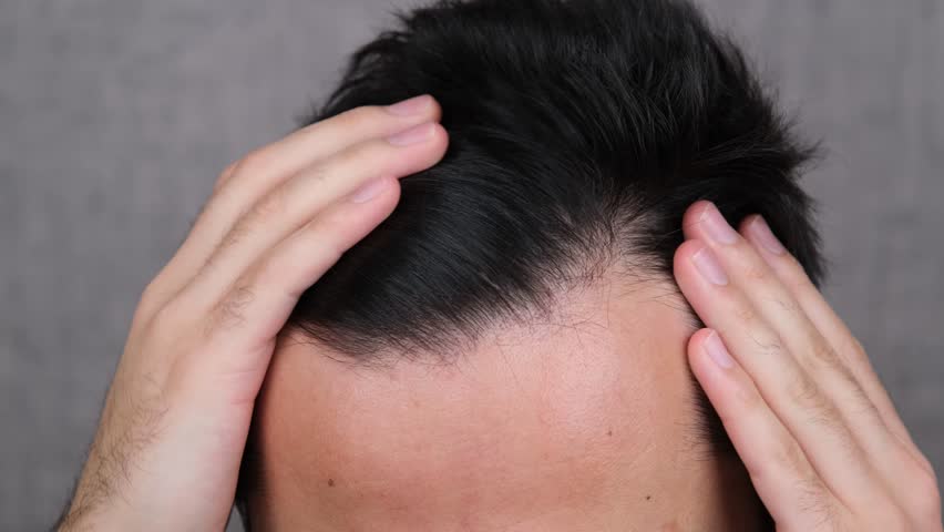 man hair loss close up Royalty-Free Stock Footage #3401956151