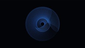 abstract blue spiral shape animation with rounded lines pattern seamless looping
