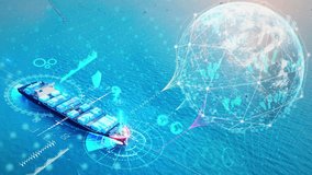 Artificial intelligence container Ship wtih Earth, Data science and big data technology for transportation logistics shipping tracker. transportation  - Powered by Shutterstock - Get 15% off with code: PIKWIZARD15