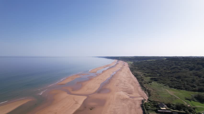 DRONE AERIAL FOOTAGE: Omaha Beach was one of five beach landing sectors of the amphibious assault component of Operation Overlord during the Second World War.