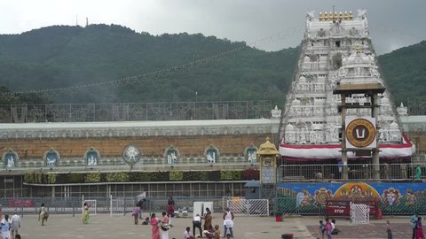 Tirumala - 09.10.2017: Tourists and pilgrims visiting the famous Balaji temple