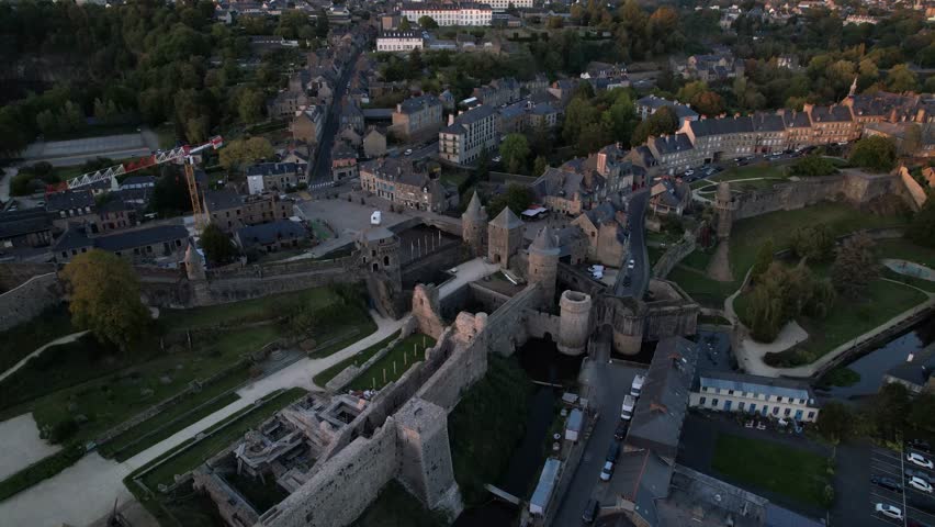 DRONE AERIAL FOOTAGE: The Chateau de Fougères is a castle in the commune of Fougères in the Ille-et-Vilaine département of France. Fougères Castle is the largest medieval fortress in Europe.