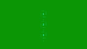 Dynamic 4K CSS animation: Elegant vertical arrangement of 1, 2, 3, resembling a button on a vibrant green backdrop.