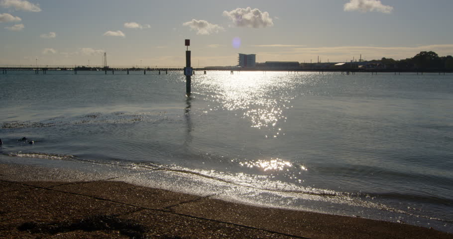 concrete slipway at Hythe Marina village with Hythe in background Royalty-Free Stock Footage #3402111917