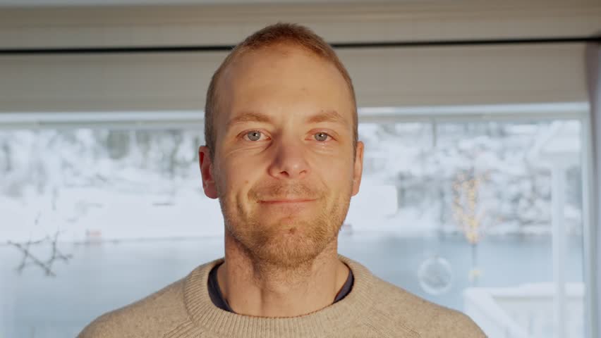 Man Administers Nasal Spray for Congestion, portrait of caucasian 36 year old
