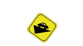 animated video of a descending road traffic sign icon.4k video quality