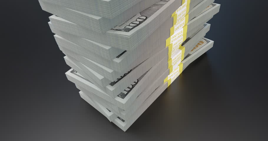 Crane Spinning Journey Up A Stack of One Million Dollars In One Hundred Dollar Bills.