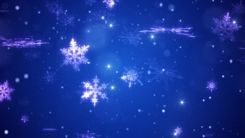 Snow falls and decorative snowflakes. Winter, Christmas, New Year. 3D animation