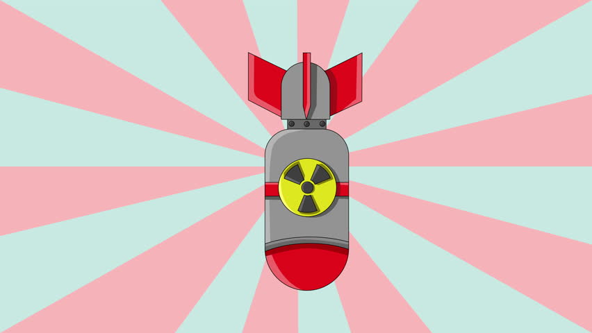 Animated nuclear bomb icon with rotating background