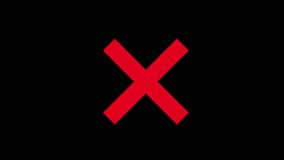 Red cross graphic animation. Alpha channel. Red x symbol on transparent background motion design. 4K resolution - Powered by Shutterstock - Get 15% off with code: PIKWIZARD15