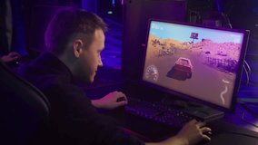 Gamer driving a fast car in the newest single player racing computer game. Gamer driving the super car in the simulator campaign challenge. Gamer driving a sports car in a drifting game mission