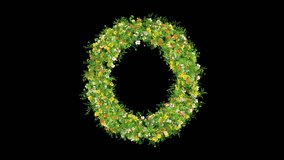 English alphabet O with grass and colorful flowers on plain black background - Powered by Shutterstock - Get 15% off with code: PIKWIZARD15