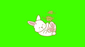 Happy Rabbits animation isolated on green screen, Seamless loop 4k video, 3D Animation, Ultra High Definition, 